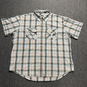 Timberland Plaid Short Sleeve Button Up Shirt Men's XXL 2XL Blue Brown Plaid